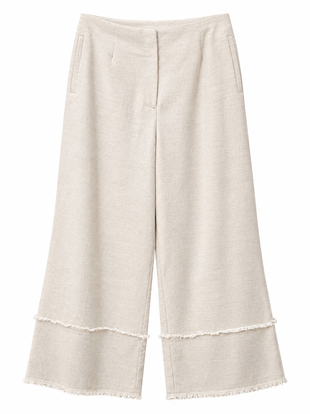 House of Harlow 1960 Wide-Leg Fringe-Hem Pants in Cream